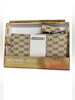 Michael Kors Neutrals MK Logo Adjustable Crossbody Belt Bag